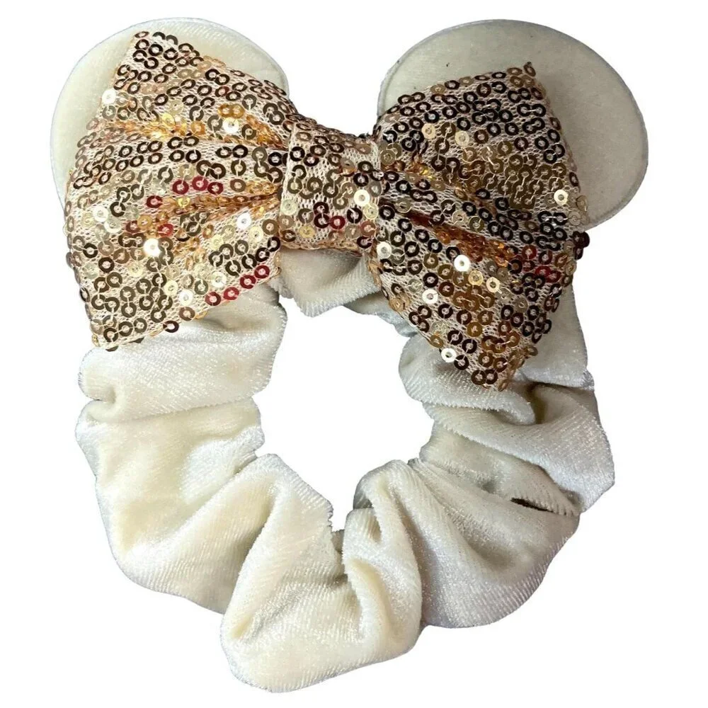 Minnie Mouse Ears Scrunchies Gold Sequins Hair Bow Hair Care Hair Accessories